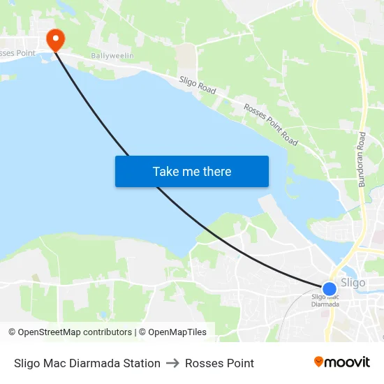 Sligo Mac Diarmada Station to Rosses Point map
