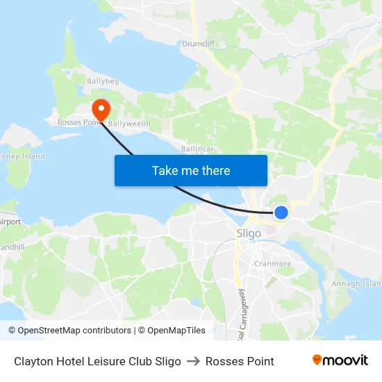 Clayton Hotel Leisure Club Sligo to Rosses Point map
