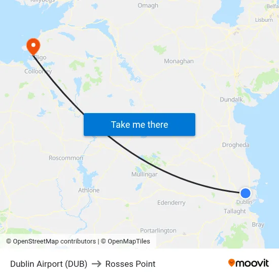 Dublin Airport (DUB) to Rosses Point map