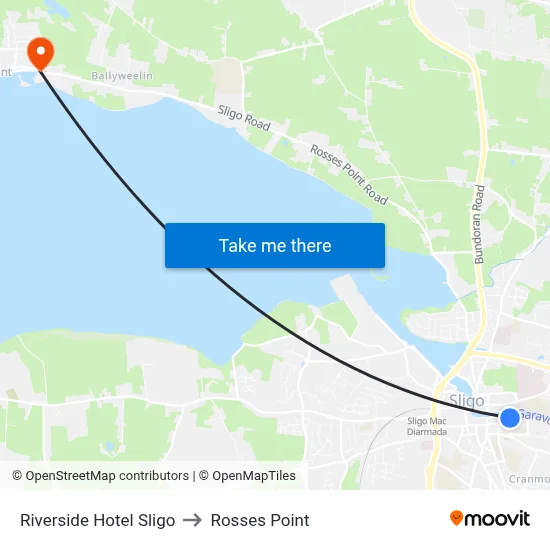 Riverside Hotel Sligo to Rosses Point map