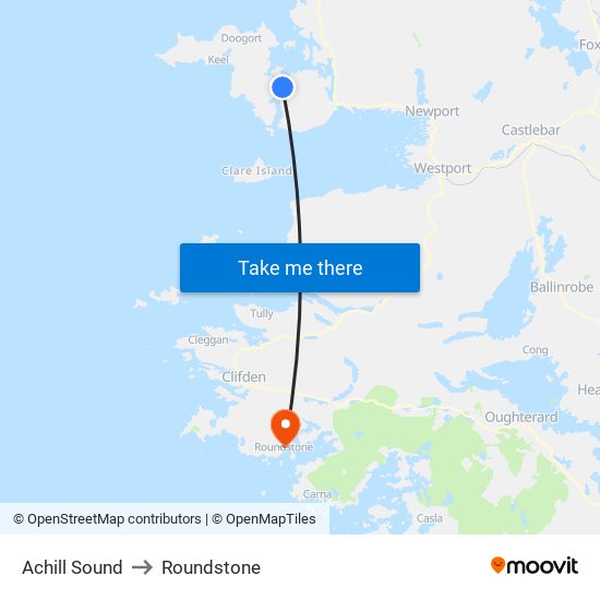 Achill Sound to Roundstone map