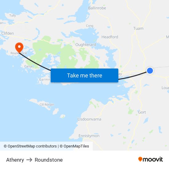 Athenry to Roundstone map