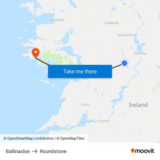 Ballinasloe to Roundstone map