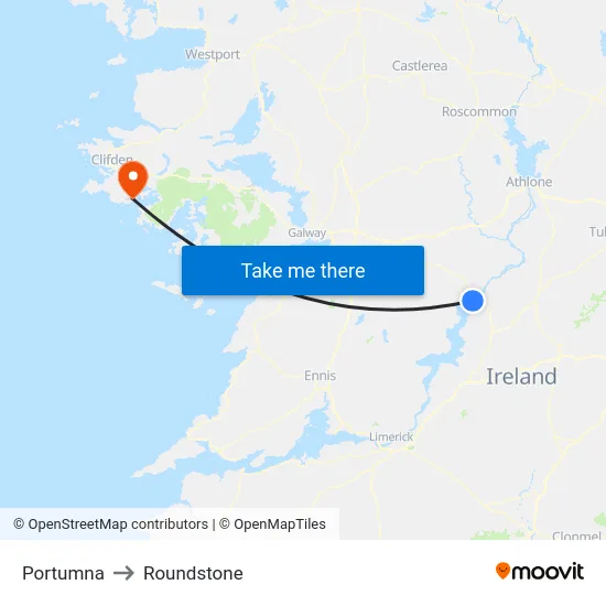 Portumna to Roundstone map