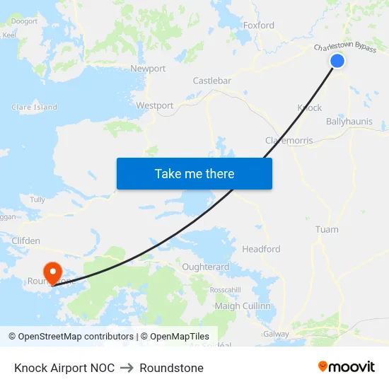 Knock Airport NOC to Roundstone map
