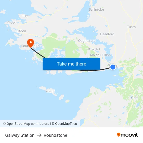 Galway Station to Roundstone map