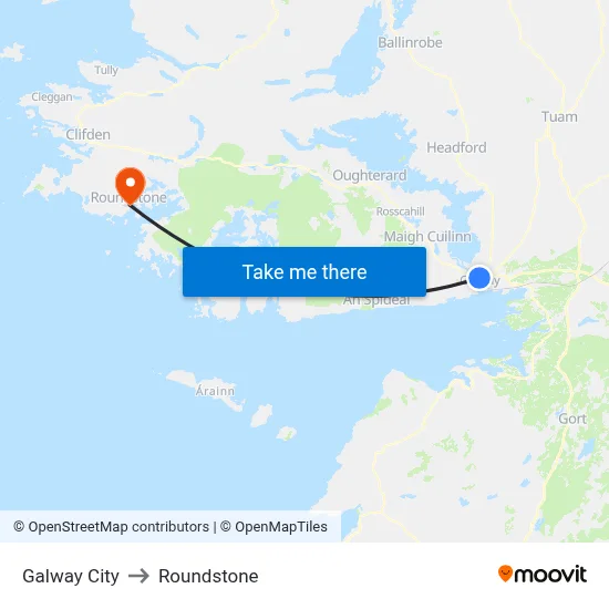 Galway City to Roundstone map
