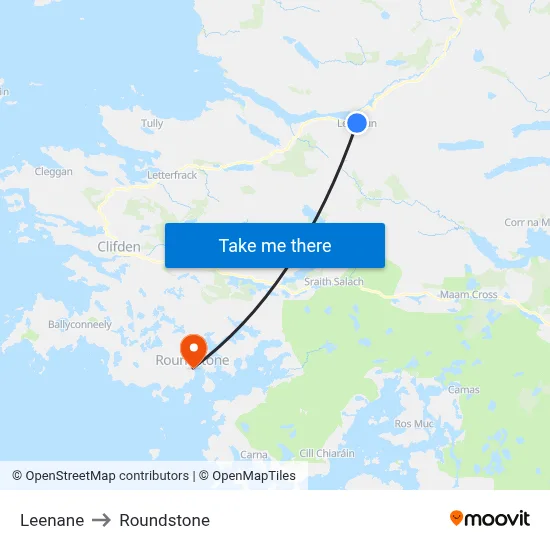 Leenane to Roundstone map