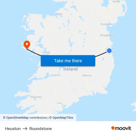 Heuston to Roundstone map