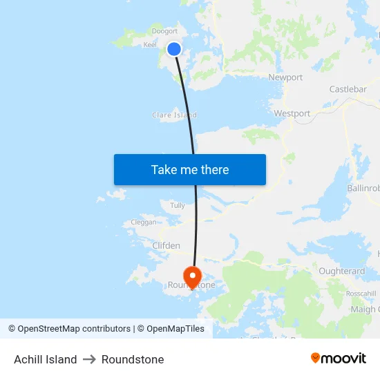 Achill Island to Roundstone map