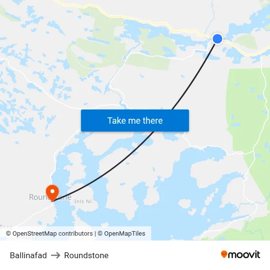 Ballinafad to Roundstone map