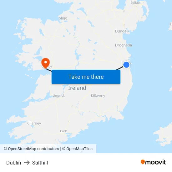 Dublin to Salthill map