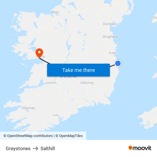 Greystones to Salthill map