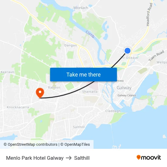 Menlo Park Hotel Galway to Salthill map