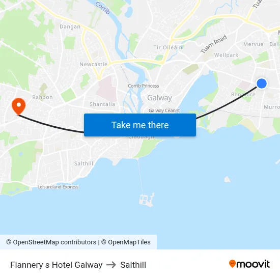 Flannery s Hotel Galway to Salthill map