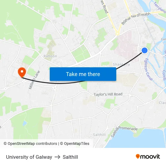 University of Galway to Salthill map