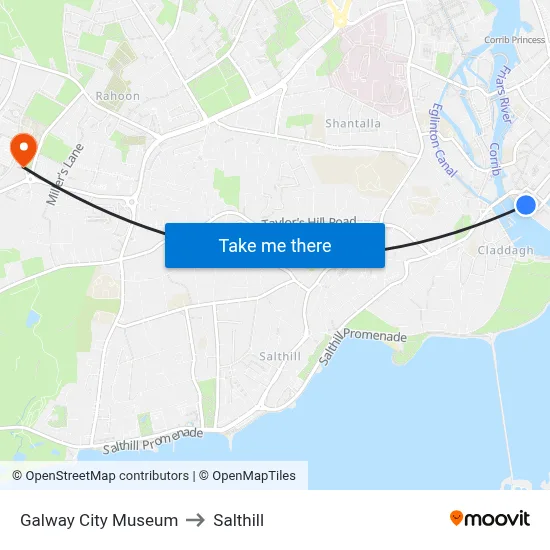 Galway City Museum to Salthill map