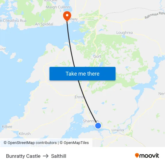 Bunratty Castle to Salthill map