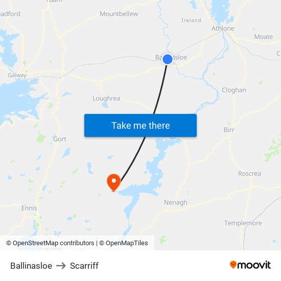 Ballinasloe to Scarriff map
