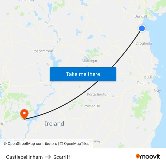 Castlebellinham to Scarriff map