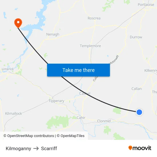 Kilmoganny to Scarriff map