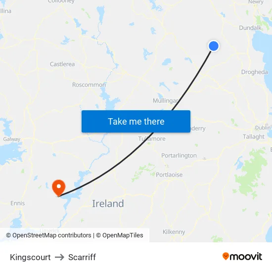 Kingscourt to Scarriff map
