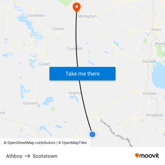 Athboy to Scotstown map