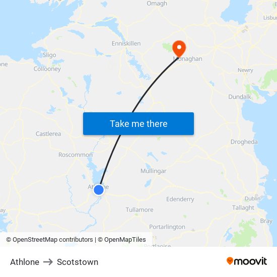 Athlone to Scotstown map