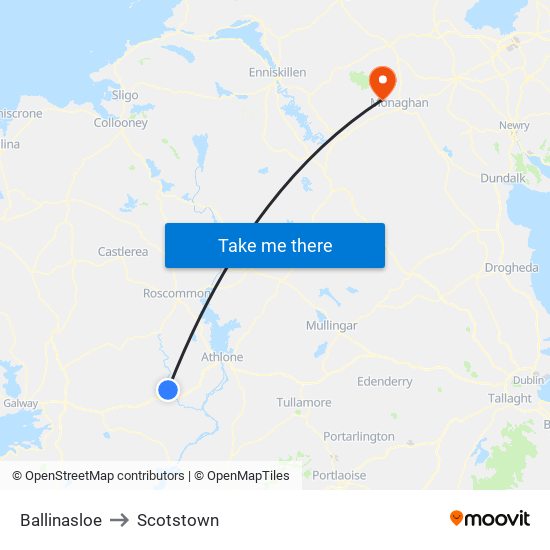 Ballinasloe to Scotstown map