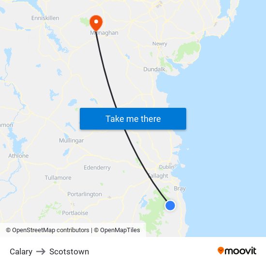 Calary to Scotstown map