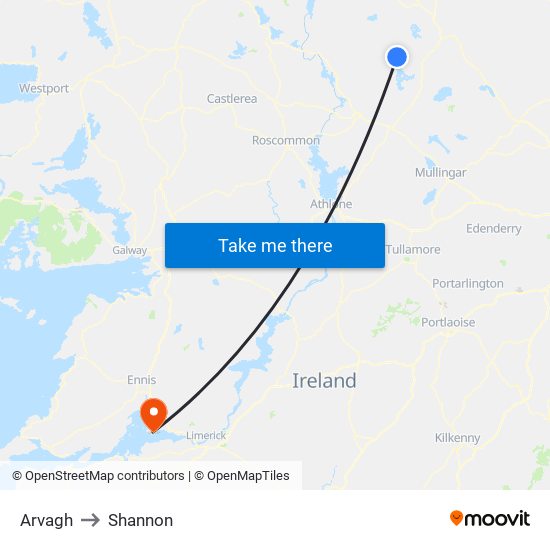 Arvagh to Shannon map