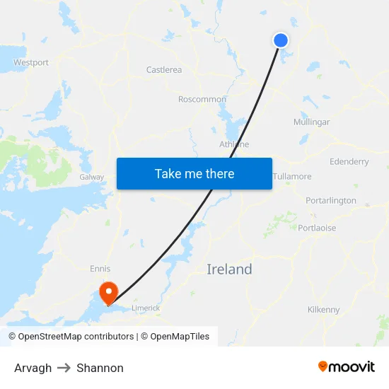 Arvagh to Shannon map