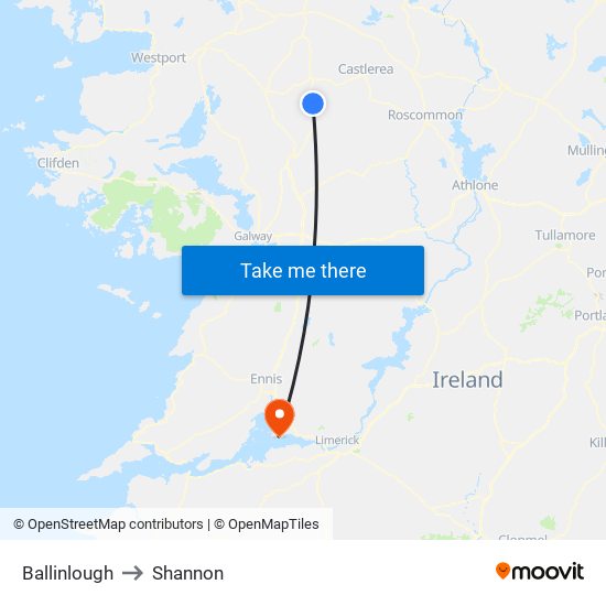 Ballinlough to Shannon map