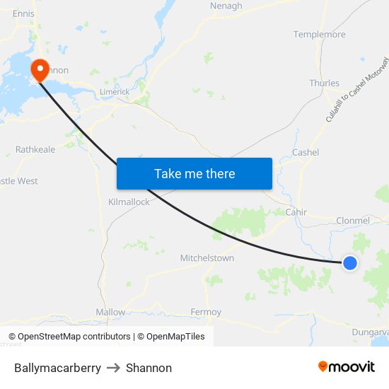 Ballymacarberry to Shannon map