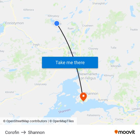 Corofin to Shannon map