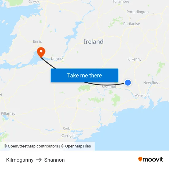 Kilmoganny to Shannon map
