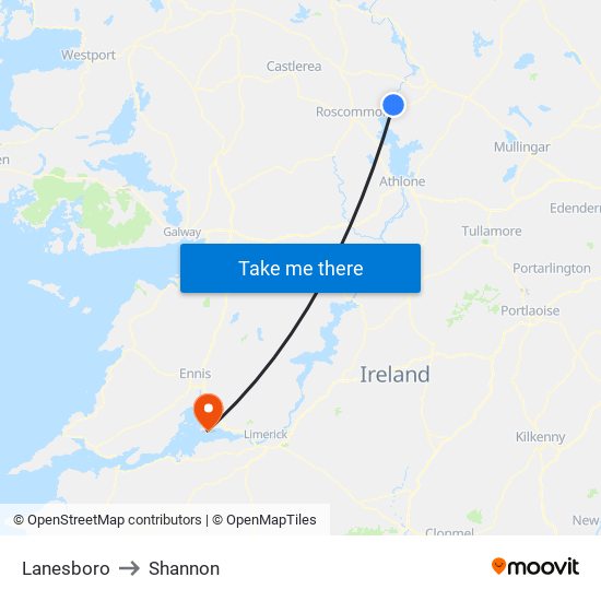 Lanesboro to Shannon map