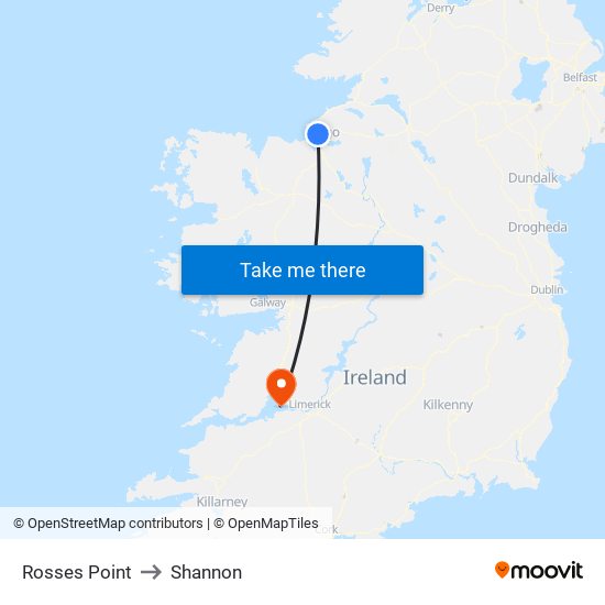 Rosses Point to Shannon map