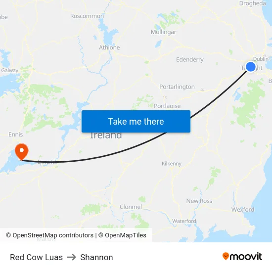Red Cow Luas to Shannon map