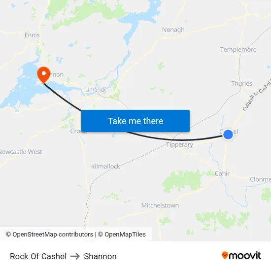Rock Of Cashel to Shannon map