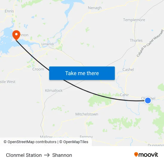 Clonmel Station to Shannon map