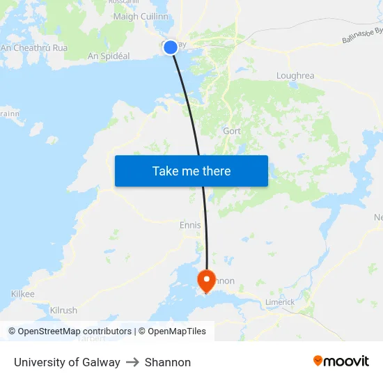 University of Galway to Shannon map