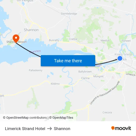 Limerick Strand Hotel to Shannon map