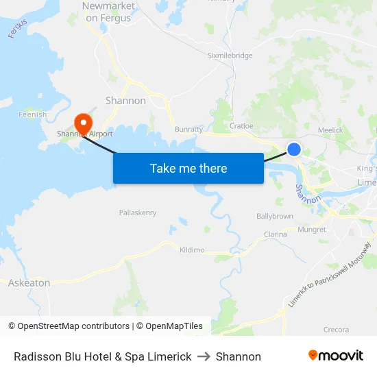 Radisson Blu Hotel & Spa  Limerick to Shannon map