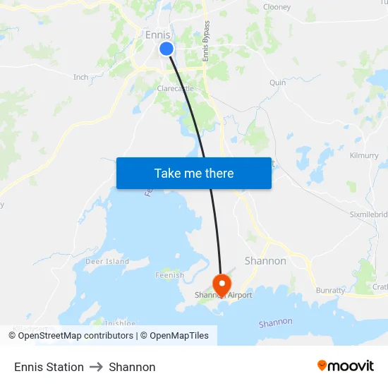 Ennis Station to Shannon map
