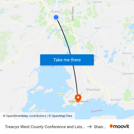 Treacys West County Conference and Leisure Hotel to Shannon map