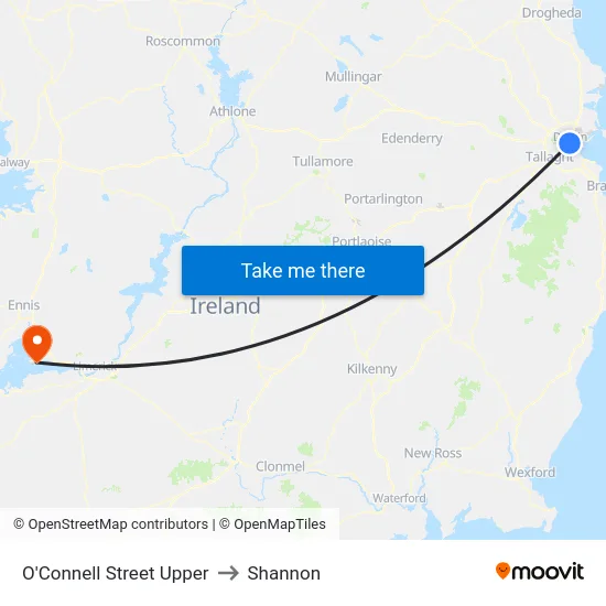 O'Connell Street Upper to Shannon map