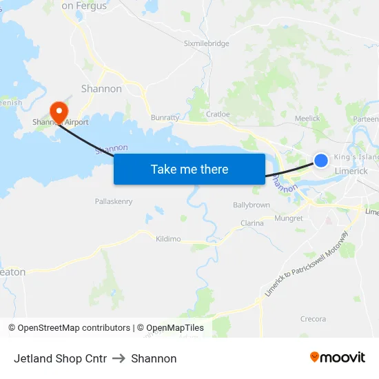 Jetland Shop Cntr to Shannon map