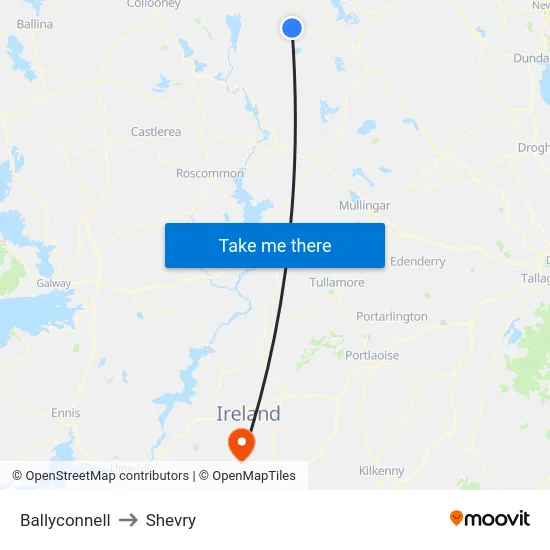Ballyconnell to Shevry map