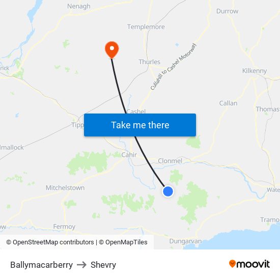 Ballymacarberry to Shevry map